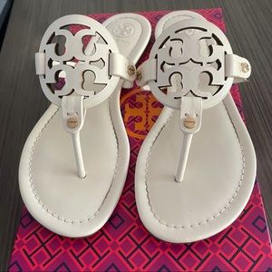 White Tory Burch Miller Sandals